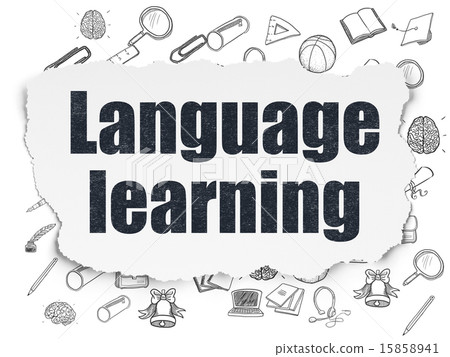 Learning concept: Language Learning on Torn Paper background 15858941