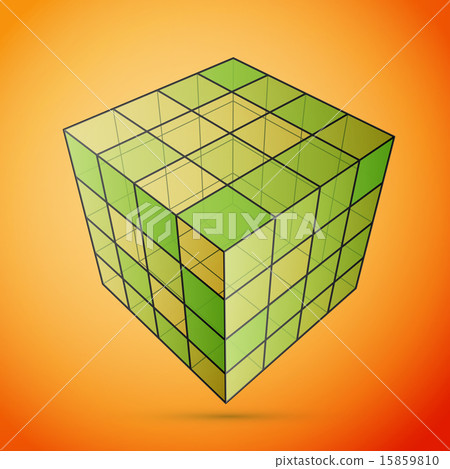 Three D cube green 15859810