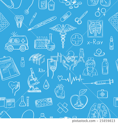 Blue hand draw medicine pattern Blue hand draw medicine pattern 15859813
