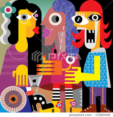 Abstract portrait of three ugly women 15860406