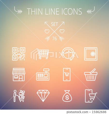 Business shopping thin line icon set - Stock Illustration [15862686 ...