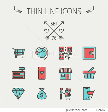 Business shopping thin line icon set - Stock Illustration [15862687 ...