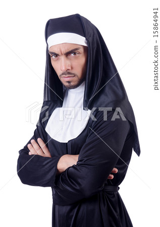 Male nun in funny religious concept Male nun in funny religious concept 15864941
