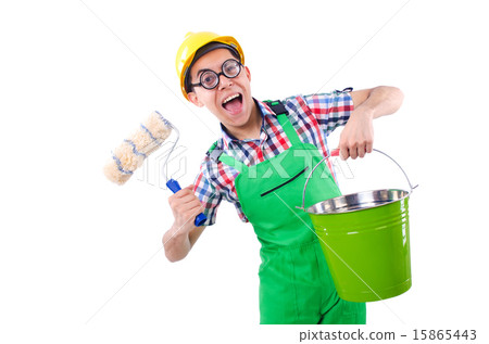 Funny painter isolated on white Funny painter isolated on white 15865443