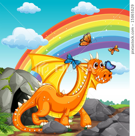Dragon and rainbow Dragon and rainbow 15865829