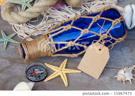 compass on fishing net  15867473