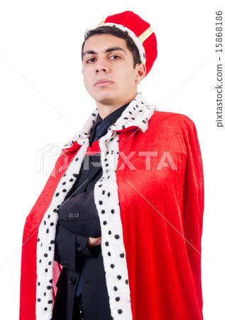 Businessman playing king isolated on white 15868186