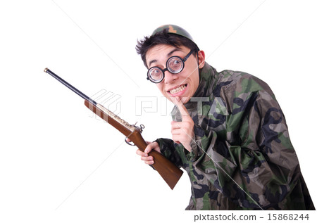 Funny soldier isolated on the white Funny soldier isolated on the white 15868244