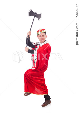 Funny king with axe isolated on white Funny king with axe isolated on white 15868246
