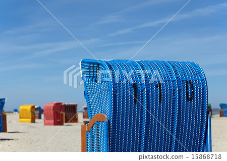 Wicker beach chairs on the beach of the Baltic Sea 15868718