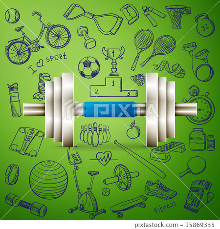 dumbbell and hand draw sport icon dumbbell and hand draw sport icon 15869335