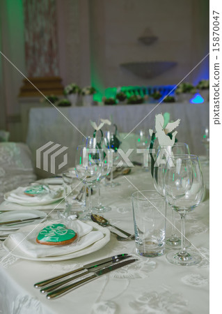 Elegant table set up for wedding banquet 15870047