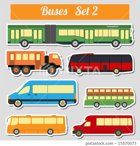 Public transportation, buses. Icon set. Public transportation, buses. Icon set. 15870075