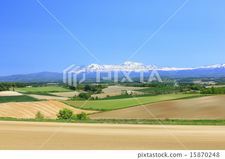 Hill foothills in Okayama and Kamifurano-cho Hokkaido 15870248