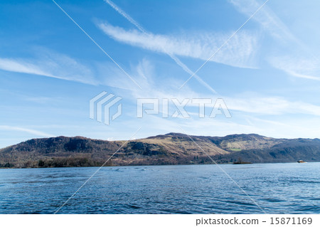 British North Lake Water District Rock mountain, lake and airplane cloud 15871169