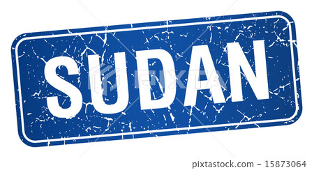 Sudan blue stamp isolated on white background Sudan blue stamp isolated on white background 15873064