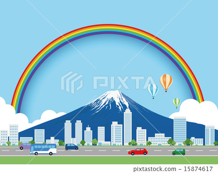 富士和都市風景 富士和都市風景 15874617