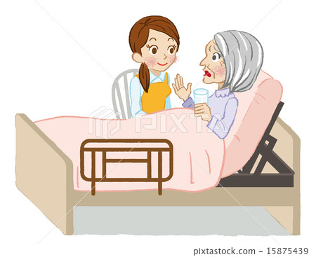 Senior women nursing care listening white back - Stock Illustration ...