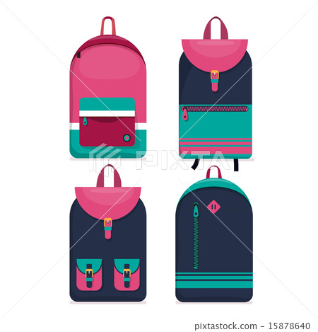 Set of 4 backpacks icons. Flat style. 15878640
