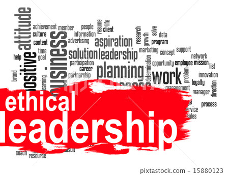Ethical leadership word cloud with red banner 15880123