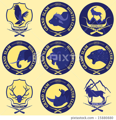Hunting Club Label Collecton Grand Safari Logos Stock Illustration 15880880 Pixta