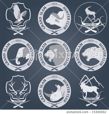Hunting club label collecton. Grand safari logos  15880882