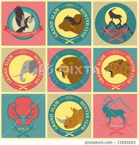 Hunting club label collecton. Grand safari logos Hunting club label collecton. Grand safari logos 15880883