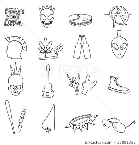 various black punk outline icons set eps10 various black punk outline icons set eps10 15881388