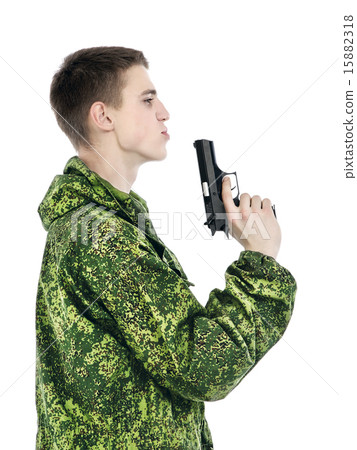 Military Man With Gun 15882318