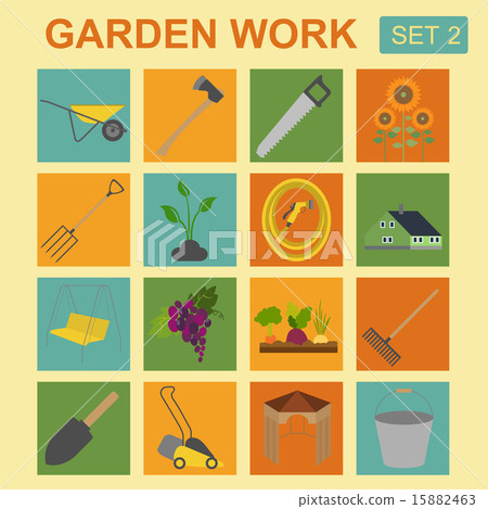 Garden work icon set. Working tools - Stock Illustration [15882463] - PIXTA