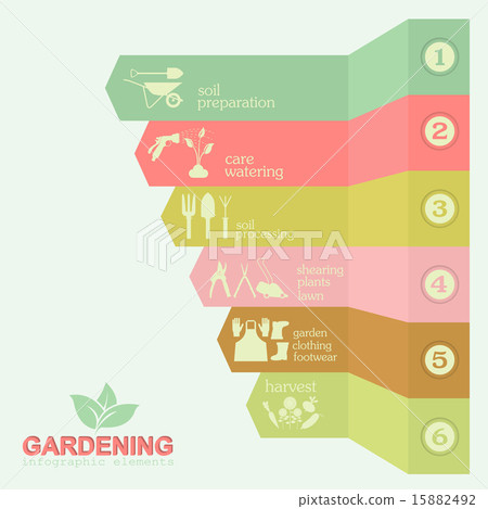 Garden work infographic elements. Working tools Garden work infographic elements. Working tools 15882492