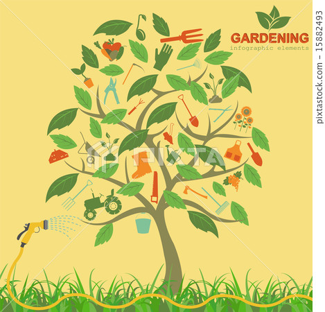 Garden work infographic elements. Working tools Garden work infographic elements. Working tools 15882493