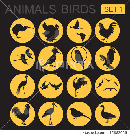 Birds icon set. Vector flat style - Stock Illustration [15882636] - PIXTA
