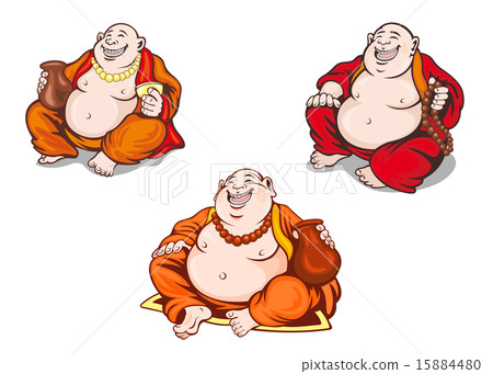 Asian monks set in cartoon style 15884480