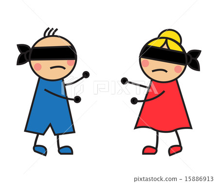 children blindfolded seek each other 15886913