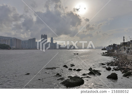 Hong Kong fishing valley at sunset , Lei Yue Mun 15888032