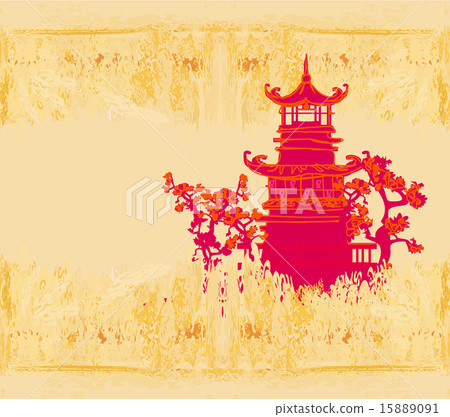 Japanese temple on abstract Asian Landscape Japanese temple on abstract Asian Landscape 15889091