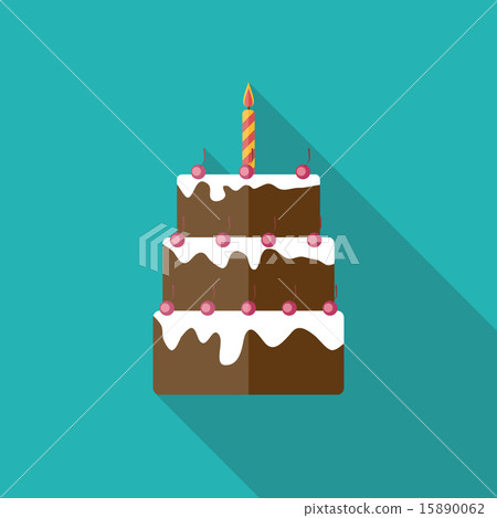 Birthday Cake Flat Icon with Long Shadow,... - Stock Illustration ...