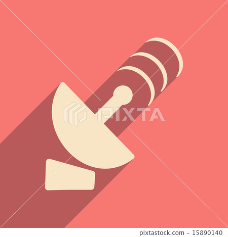 Flat with shadow icon and mobile applacation satellite dish 15890140