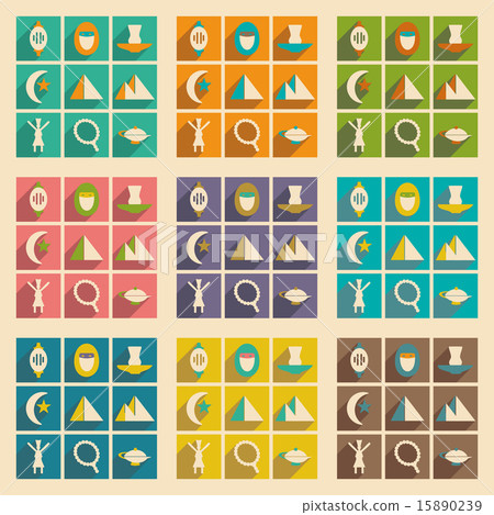 Flat with shadow concept and mobile application eastern icons 15890239