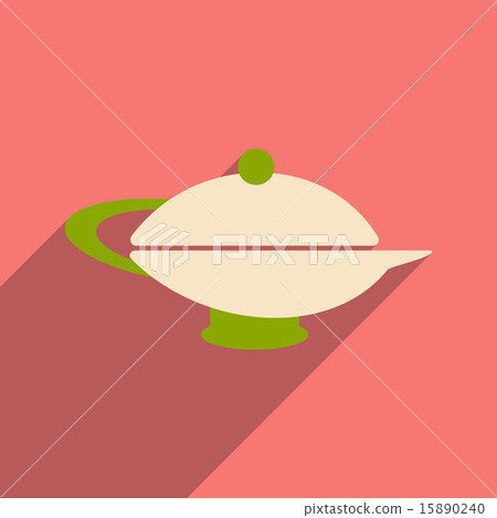 Flat with shadow icon and mobile application teapot eastern 15890240