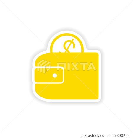 icon sticker realistic design on paper purse 15890264