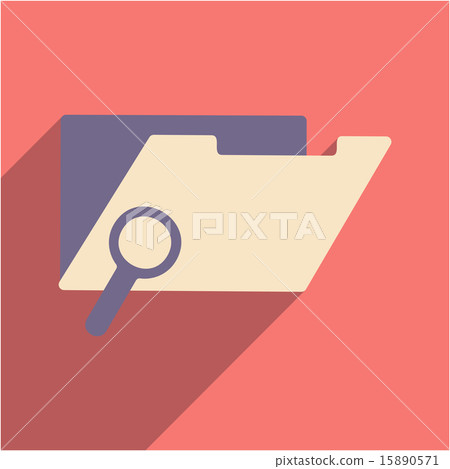 Flat with shadow icon and mobile application file folder search 15890571