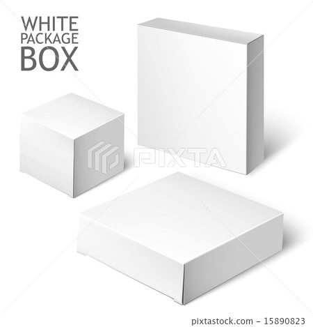 Set Of White Package Square. Cardboard Package Box Set Of White Package Square. Cardboard Package Box 15890823