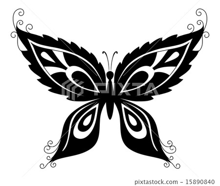 Butterfly, black silhouettes 15890840