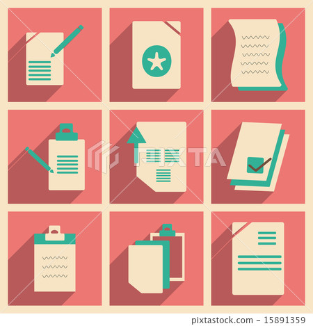 Flat with shadow concept and mobile application documents 15891359