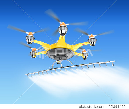 無人機的農藥噴灑在空氣中 15891421