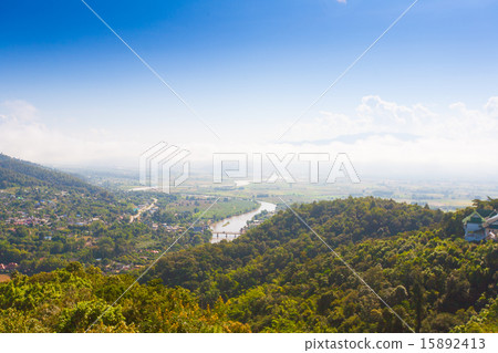 Village Thaton in the Thailand, airview 15892413
