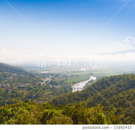 Village Thaton in the Thailand, airview Village Thaton in the Thailand, airview 15892415