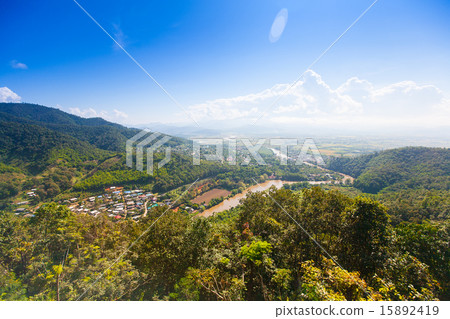 Village Thaton in the Thailand, airview 15892419